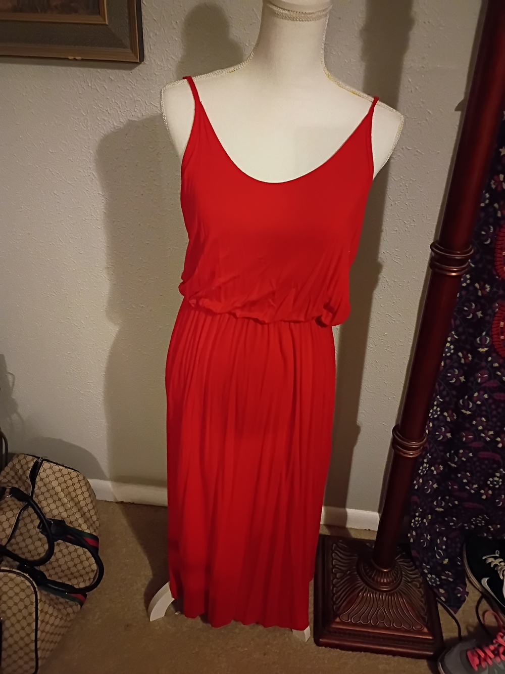 Red Sleeveless Maxi Dress with Elastic Waist
